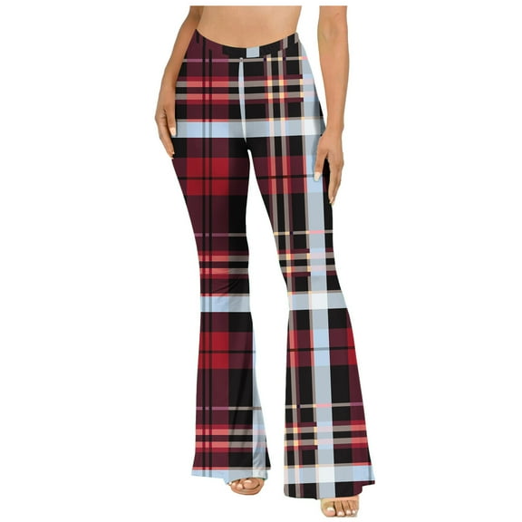 Buigttklop Pants for Women Women'S Boho Hippie High Waist Wide Leg Long Flared Bell Bottom Pants