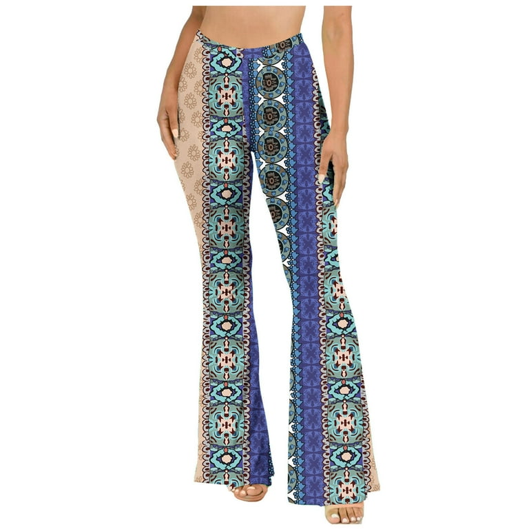 BUIgtTklOP No Boundaries Pants for Women Clearance Women s Boho Hippie High Waist Wide Leg Long Flared Bell Bottom Pants Walmart