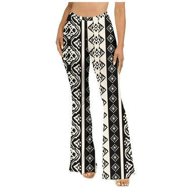 BUIgtTklOP No Boundaries Pants for Women Clearance Women's Boho Hippie High Waist Wide Leg Long Flared Bell Bottom Pants