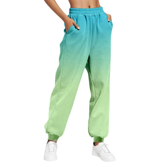 Buigttklop Pants for Women Womens Gradient Sweatpants Casual Lounge Trousers with Pockets High Waist Pants