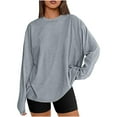 thumbnail image 1 of Buigttklop Womens Oversized Long Sleeve T Shirts Basic Crewneck Tee Fall Tops Casual Workout Fashion Casual Y2K Clothes, 1 of 5