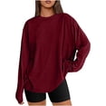 thumbnail image 1 of Buigttklop Womens Oversized Long Sleeve T Shirts Basic Crewneck Tee Fall Tops Casual Workout Fashion Casual Y2K Clothes, 1 of 6