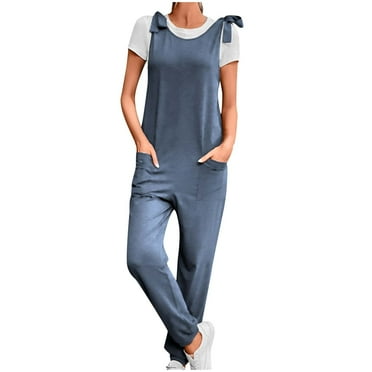 BUIgtTklOP Pants For Women Clearance Fall Pocket Bandange Solid Color Casual Large Size Women Long Jumpsuit
