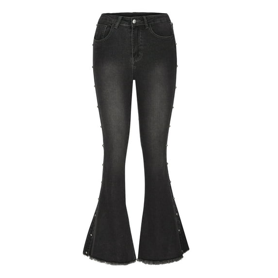 BUIgtTklOP Pants For Women Clearance Women Color Metal Button Gradient Washed Trousers