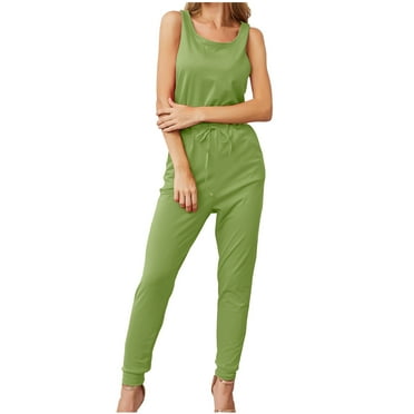 BUIgtTklOP Pants For Women Clearance,Women's Pure Color Brief Drawstring Sleeveless Jumpsuit
