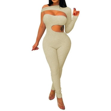 BUIgtTklOP Pants For Women Clearance Women's Solid Color Raglan Sleeve Long Pants Tight Elastic Jumpsuit