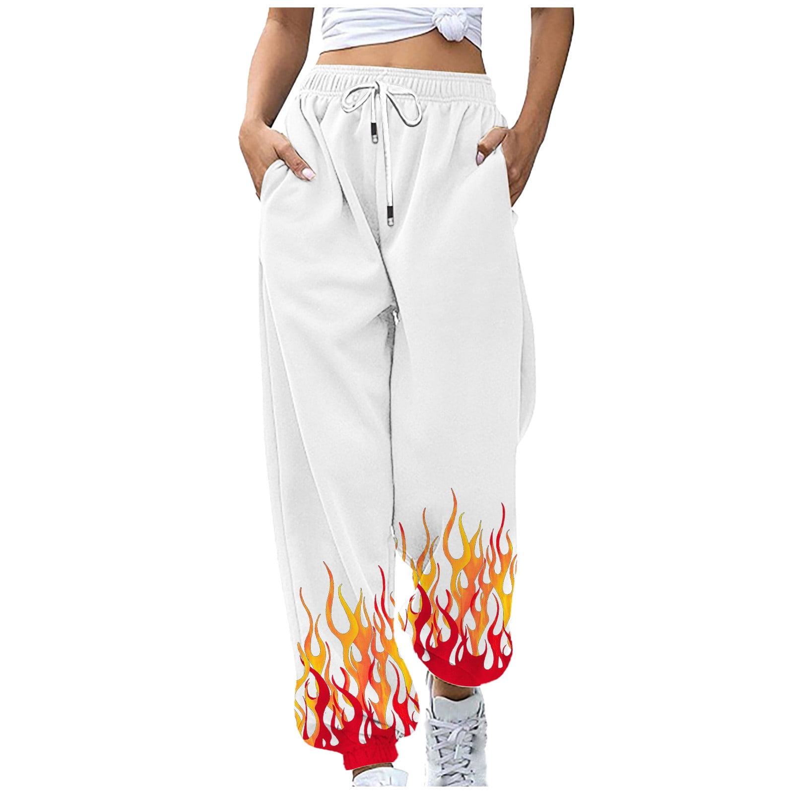 BUIgtTklOP Pants For Women Clearance Womens Flame Printing