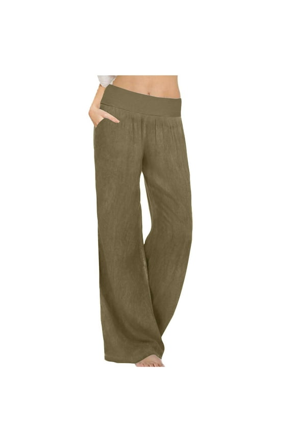 Pants for Women 2024 Plus Size Women'S Casual Cotton Pull-On Pant with Elastic Waist High Waist Denim Wide Leg Palazzo Pants Jeans Trousers