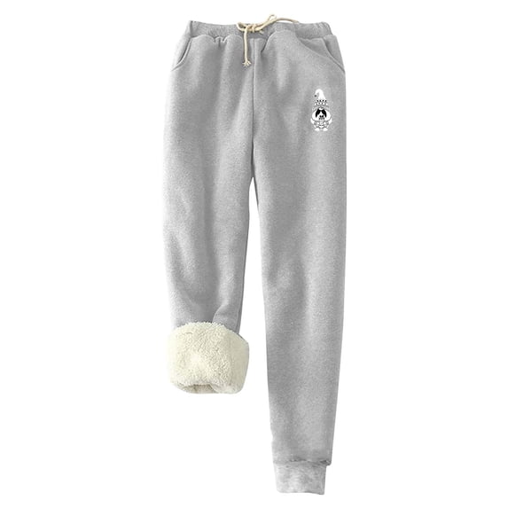 BUIgtTklOP Pants for Women Clearance Women's Christmas Printed Bottom Pants, Lamb Fleece Pockets, Elastic Tie Up, Thickened Plush Insulation And Sanitary Pants
