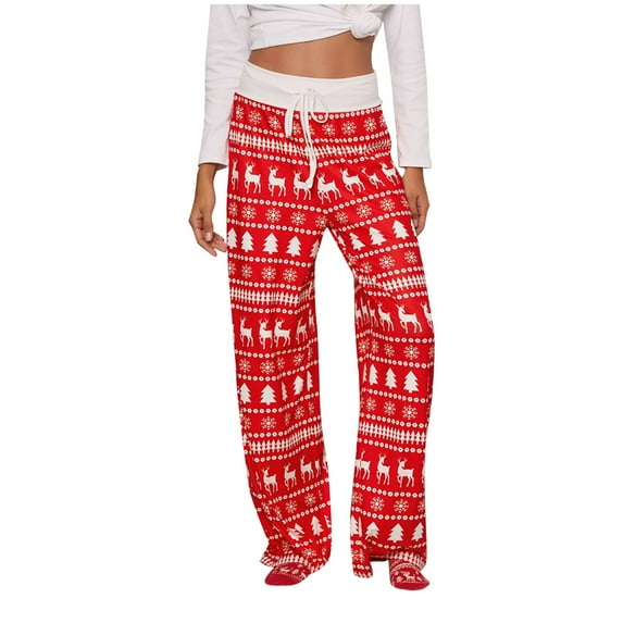 Buigttklop Pants for Women,Women'S Christmas Active Elastic Waist Baggy Sweatpants Joggers Lounge Pants