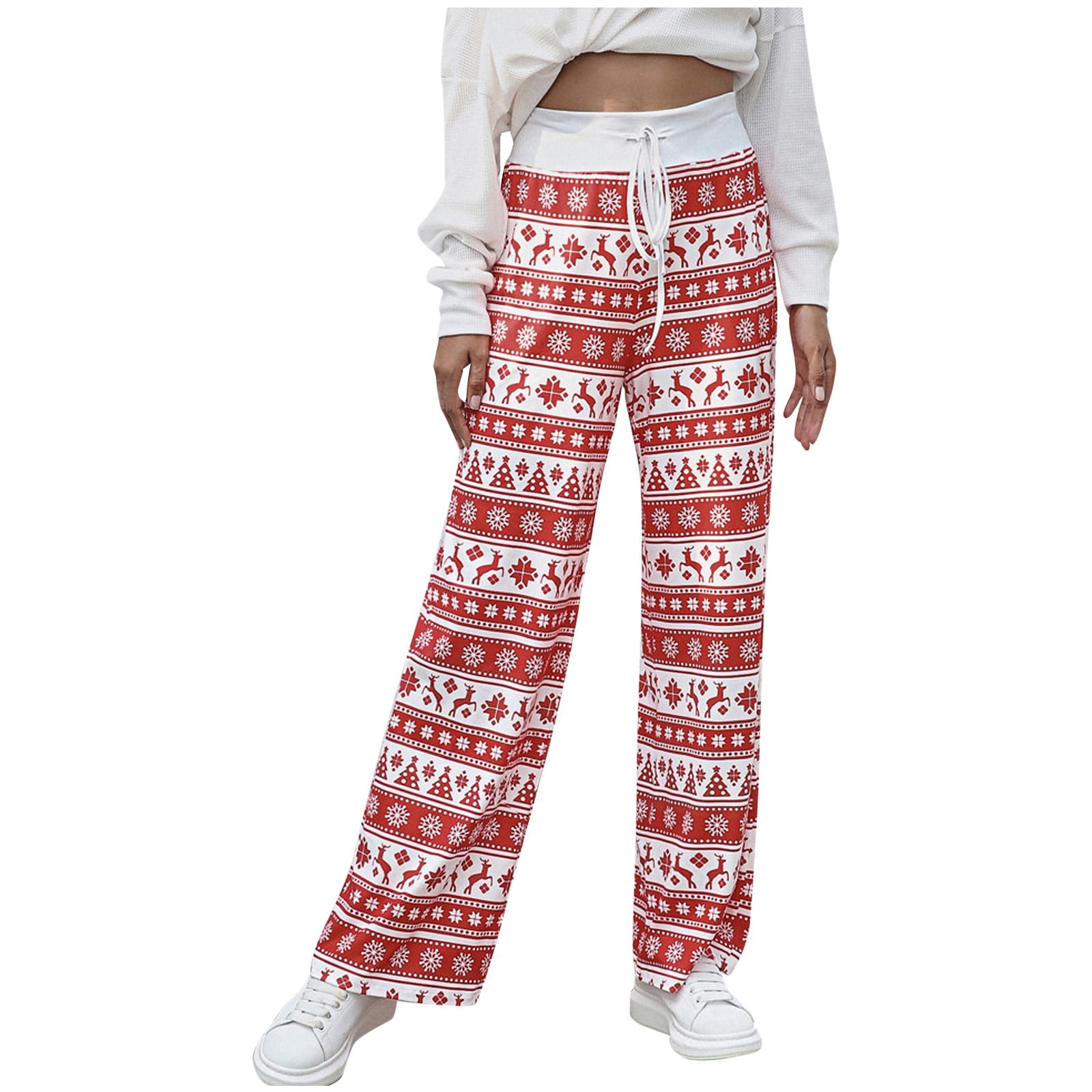 BUIgtTklOP Pants for Women Clearance,Women's Christmas Active Elastic Waist  Baggy Sweatpants Joggers Lounge Pants 