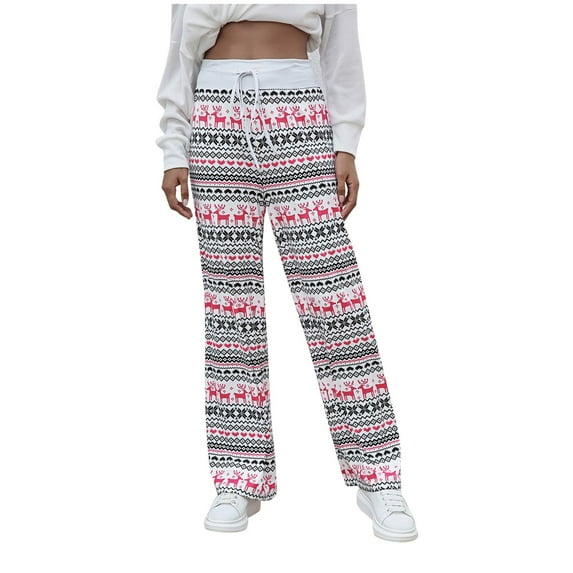 Buigttklop Pants for Women,Women'S Christmas Active Elastic Waist Baggy Sweatpants Joggers Lounge Pants