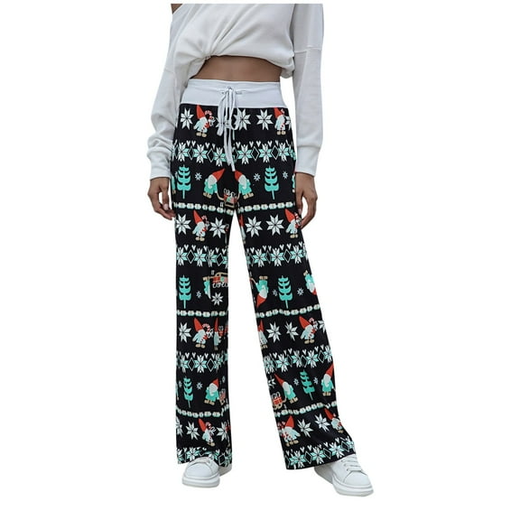 Buigttklop Pants for Women,Women'S Christmas Active Elastic Waist Baggy Sweatpants Joggers Lounge Pants