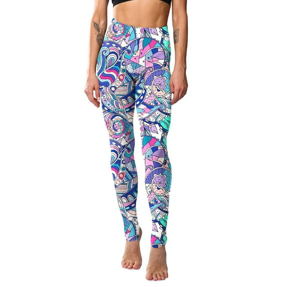 BUIgtTklOP Pants for Women Clearance Women's Classic Retro Color Floral Graffiti Print Leggings