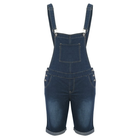 Buigttklop Shorts for Women Plus Size,Men Casual Solid Breast Pocket Denim Shorts Straight Type Overalls