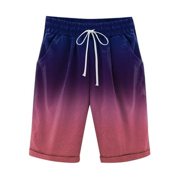 BUIgtTklOP Shorts for Women Plus Size Clearance,Women Casual Loose Shorts Elastic Waist Summer Pockets Printing Pants