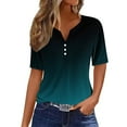 thumbnail image 1 of Buigttklop Summer Tops for Women 2024 Plus Size Vacation Trendy V Neck Boho Short Sleeve Shirts Casual Button Down Loose Comfy Tunic Clothes, 1 of 5