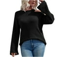 thumbnail image 1 of BUIgtTklOP Sweaters for Women Clearance Women Casual Comfortable Solid Pullover Long Sleeve Round-Neck Sweater Black, 1 of 6