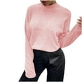 thumbnail image 1 of BUIgtTklOP Sweaters for Women Clearance Women'S Autumn and Winter Casual Button Round Neck Long Sleeve Solid Color Sweater Tops Blouse Pink, 1 of 5