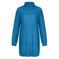 thumbnail image 1 of Buigttklop Sweaters for Women Women Solid Long Sleeve Sweater Dress Turtleneck Sweater Pullover Dress Blue, 1 of 6