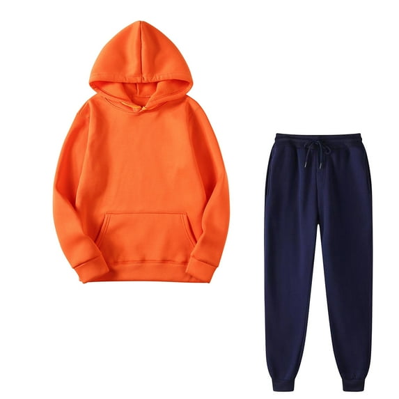 Buigttklop Sweatshirt for Women Plus Size Women'S Fall Winter Outfits Sports Tracksuits Long Sleeve Pullover Hoodies Pants Suit Orange