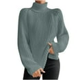 thumbnail image 1 of Buigttklop Sweatshirt for Women Plus Size Women Solid Long Sleeve Pullove Turtleneck-Neck Casual Sweater Tops Green, 1 of 6