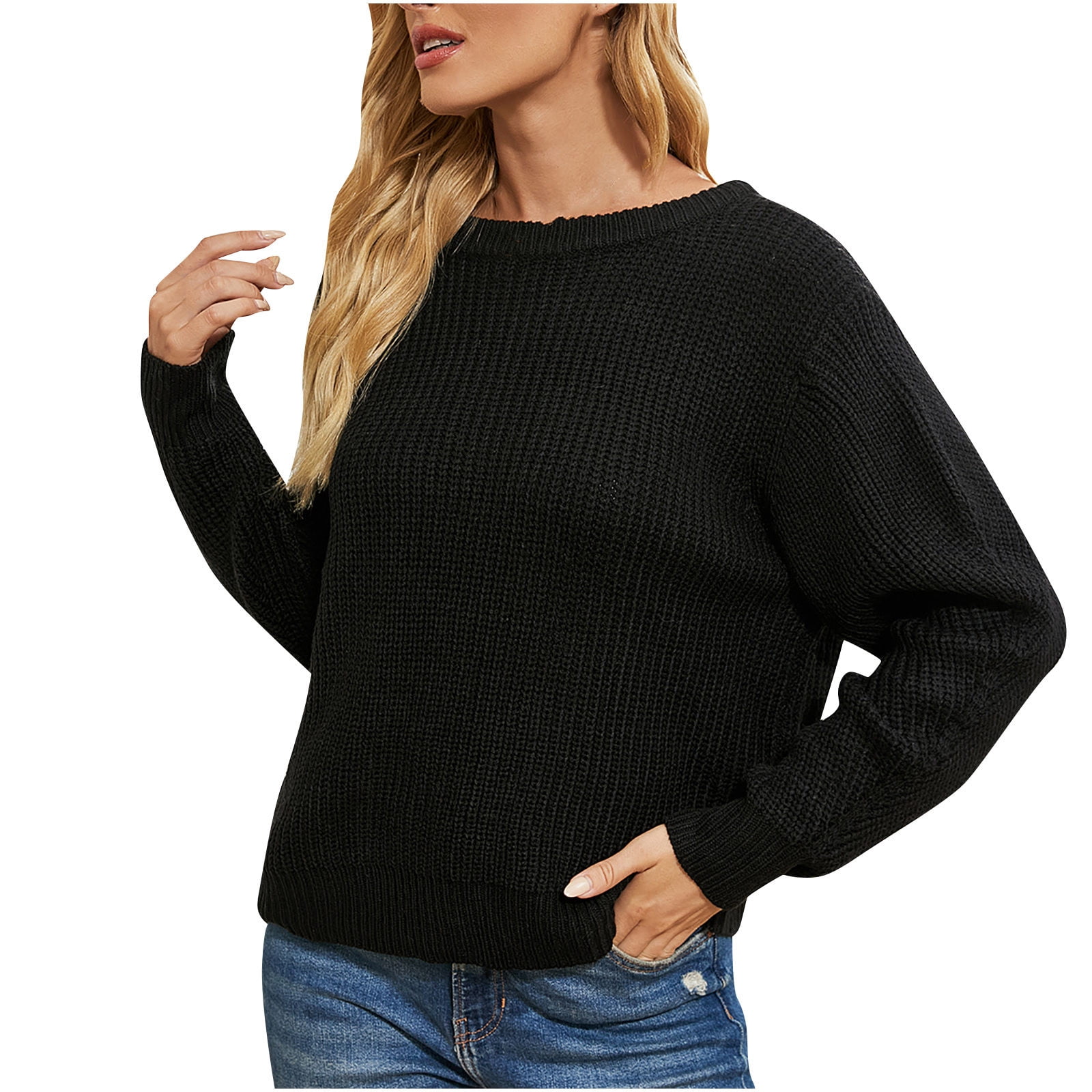 BUIgtTklOP Time & Tru Sweaters for Women Clearance Woman Button Reversible Long Sleeves Knit