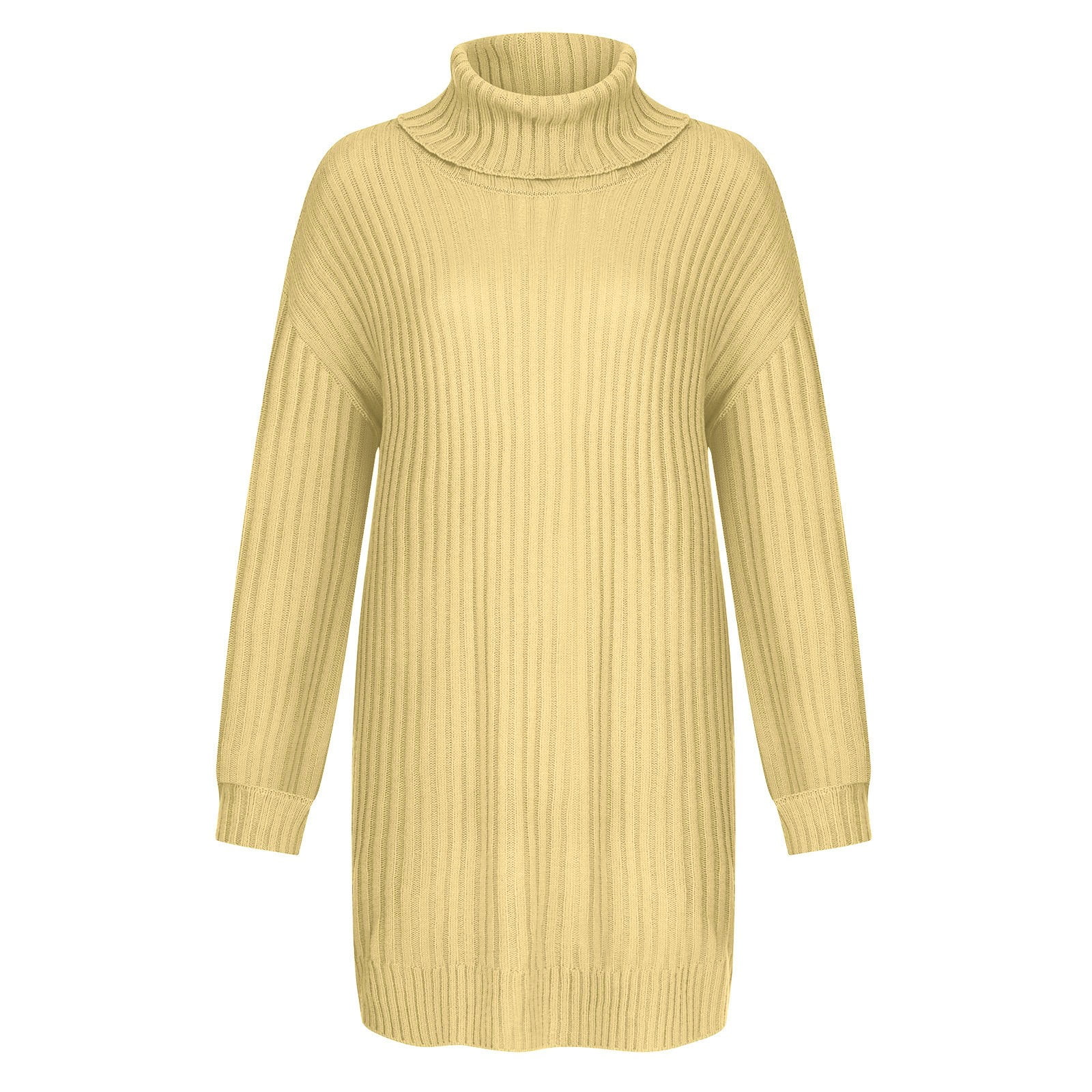 BUIgtTklOP Time and Tru Sweaters for Women Clearance Women Solid Long Sleeve Sweater Dress