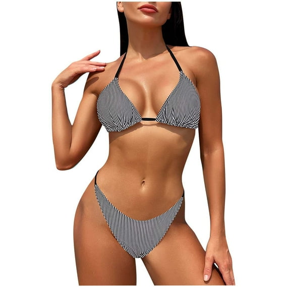 BUIgtTklOP Tummy Control Swimsuits for Women 2024 Clearance,Women's Split Body Three Point Backless Bikini Swimsuit