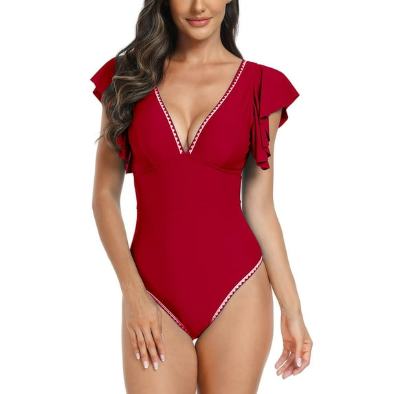 Buigttklop Tummy Control Swimsuits for Women 2024,Women'S V-Neck Bikini Sports Swimsuit Tight and Quick Drying Swimsuit