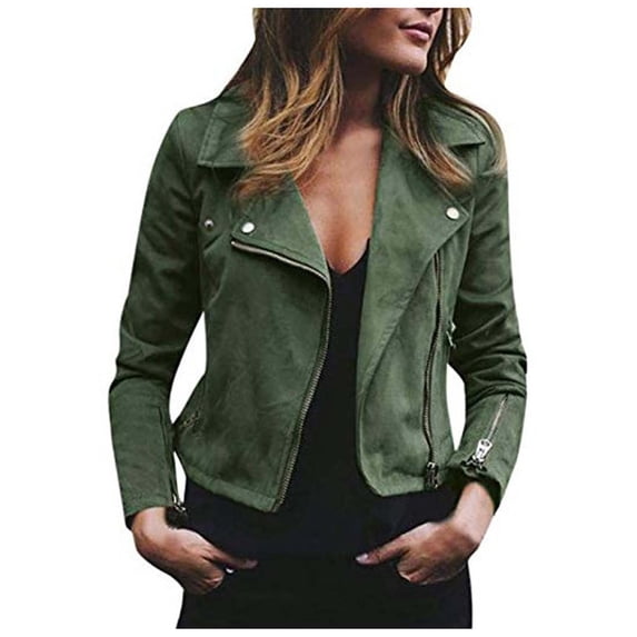 Buigttklop Women Long Sleeve Open Front Short Cardigan Zipper Jacket Coat Top