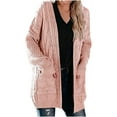 thumbnail image 1 of Buigttklop Women Medium Length Dough Twists Pocket Knitted Cardigan Able Coat, 1 of 5