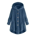 thumbnail image 1 of BUIgtTklOP Women Plus Size Button Plush Tops Hooded Loose Cardigan Wool Coat Winter Jacket, 1 of 6
