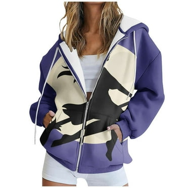 BUIgtTklOP Women Printed Blouse Long Sleeve Tops Sweatshirt Pockets Hoodied