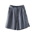 thumbnail image 1 of BUIgtTklOP Women's Casual Bermuda Shorts Elastic Waist Cotton Linen Shorts with Pockets Summer Wide Leg Loose Solid Color Shorts, 1 of 6