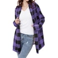 thumbnail image 1 of BUIgtTklOP Women's Flannel Plaid Shacket Long Sleeve Button Down Chest Pocketed Shirts Jacket Coats, 1 of 6