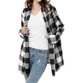 thumbnail image 1 of BUIgtTklOP Women's Flannel Plaid Shacket Long Sleeve Button Down Chest Pocketed Shirts Jacket Coats, 1 of 6