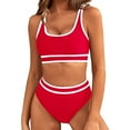 thumbnail image 1 of BUIgtTklOP Women's High Waisted Bikini Sets Sporty Two Piece Swimsuits Color Block Cheeky High Cut Bathing Suits, 1 of 5