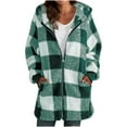 thumbnail image 1 of BUIgtTklOP Women's Keep Warm Casual Hooded Plaid Zip Pocket Jacket Top Blouse Coat, 1 of 5