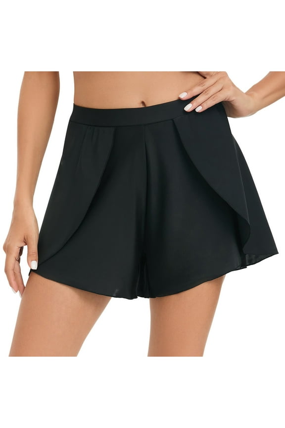 Women's Loose Slimming High Waist Swim Trunks Slit Swimsuit Swimming Trunks