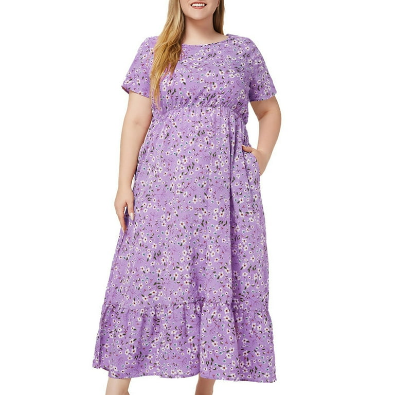 Casual Print Basic Square Collar A Line Plus Size Dresses