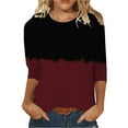 thumbnail image 1 of BUIgtTklOP Women's Printed T-shirt Mid-length 3/4 Sleeves Blouse Round Neck Casual Tops, 1 of 3