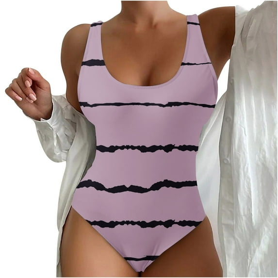 BUIgtTklOP Women's Seaside Beach Swimwear Printed Summer One-piece Swimsuit