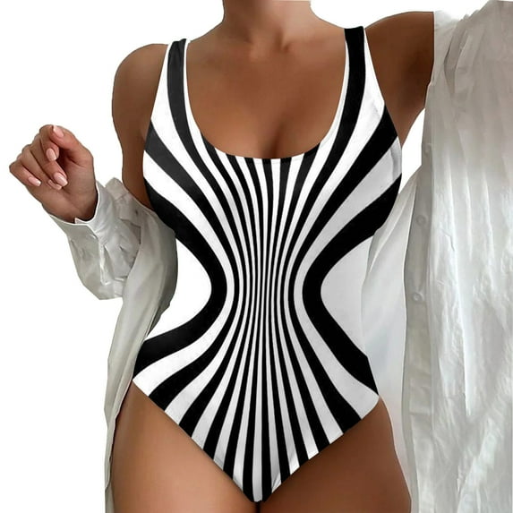 BUIgtTklOP Women's Seaside Beach Swimwear Printed Summer One-piece Swimsuit