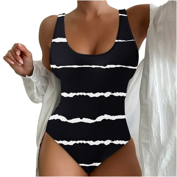 BUIgtTklOP Women's Seaside Beach Swimwear Printed Summer One-piece Swimsuit