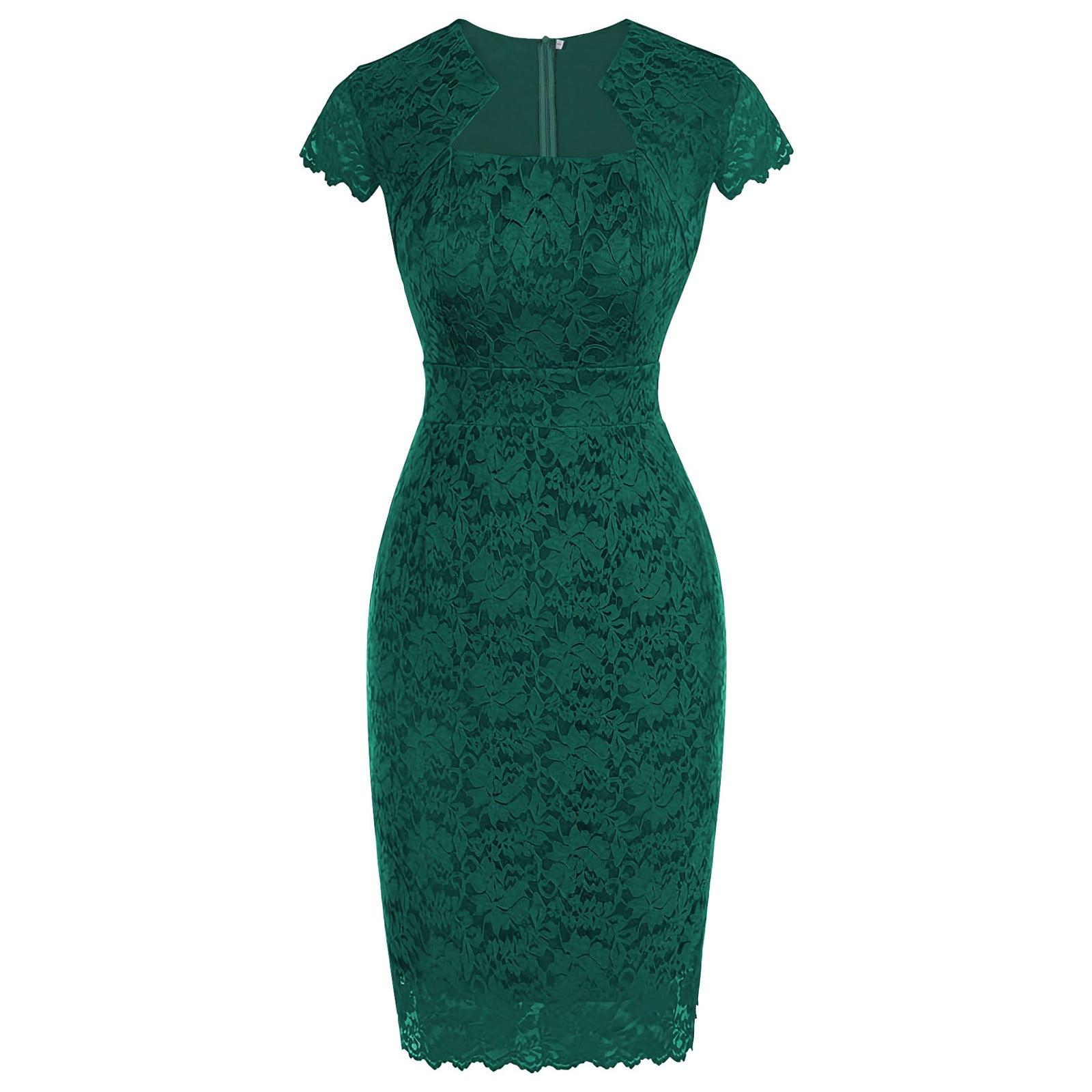 BUIgtTklOP Women's Short Sleeve Lace Floral Cocktail Dress Crew Neck