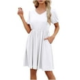 thumbnail image 1 of BUIgtTklOP Women's Short Sleeved Solid Color Loose Fitting T-shirt Round Neck Pajama Dress, 1 of 6