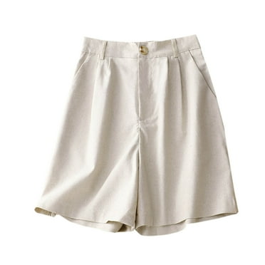 BUIgtTklOP Women's Shorts 2024 Trendy Summer Dressy Elastic High Waisted Pleated Business Casual Work Shorts with Pockets Solid Color Thin High Waist Loose Straight Casual Wide Leg Shorts