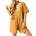 thumbnail image 1 of BUIGTTKLOP Women's Solid Oversized Casual Rompers Summer Outfits Workout Hot Short Tee Rompers V Neck Loose Short Sleeve Jumpsuit With Pocket, 1 of 6