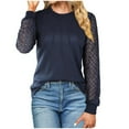 thumbnail image 1 of BUIgtTklOP Women's Waffle Knit Tops Dressy Business Casual Blouses Lace Long Sleeve Work Shirts Fall Clothes, 1 of 5